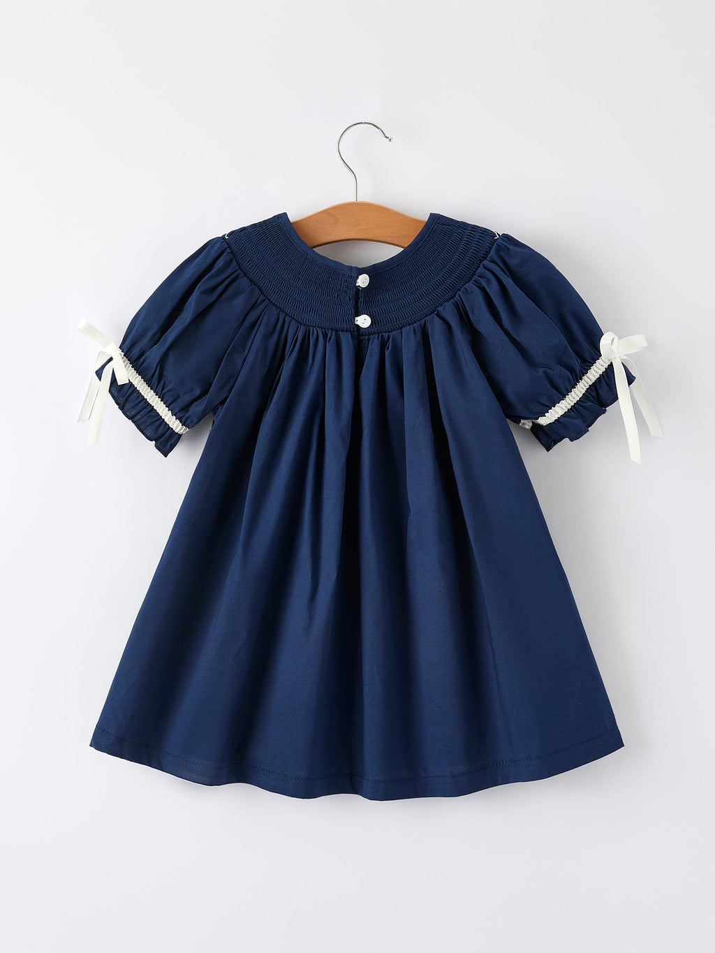 Christmas Navy Blue Nativity Smocking Embroidered Dress