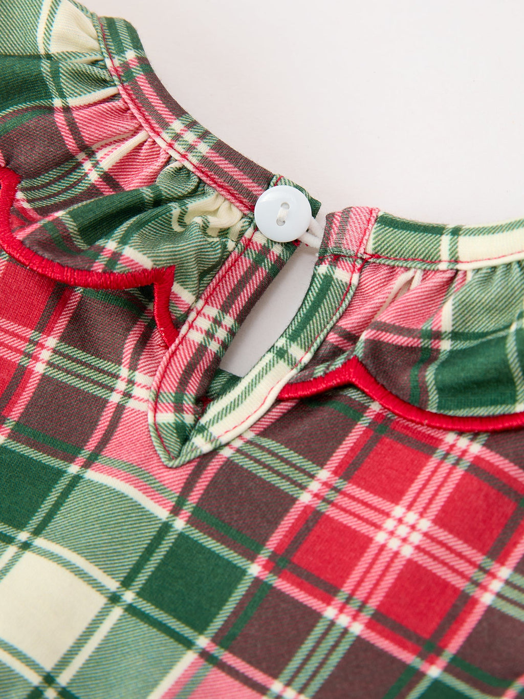 Christmas Girls Plaid Smocked Ruffle Collar Bloomer Set