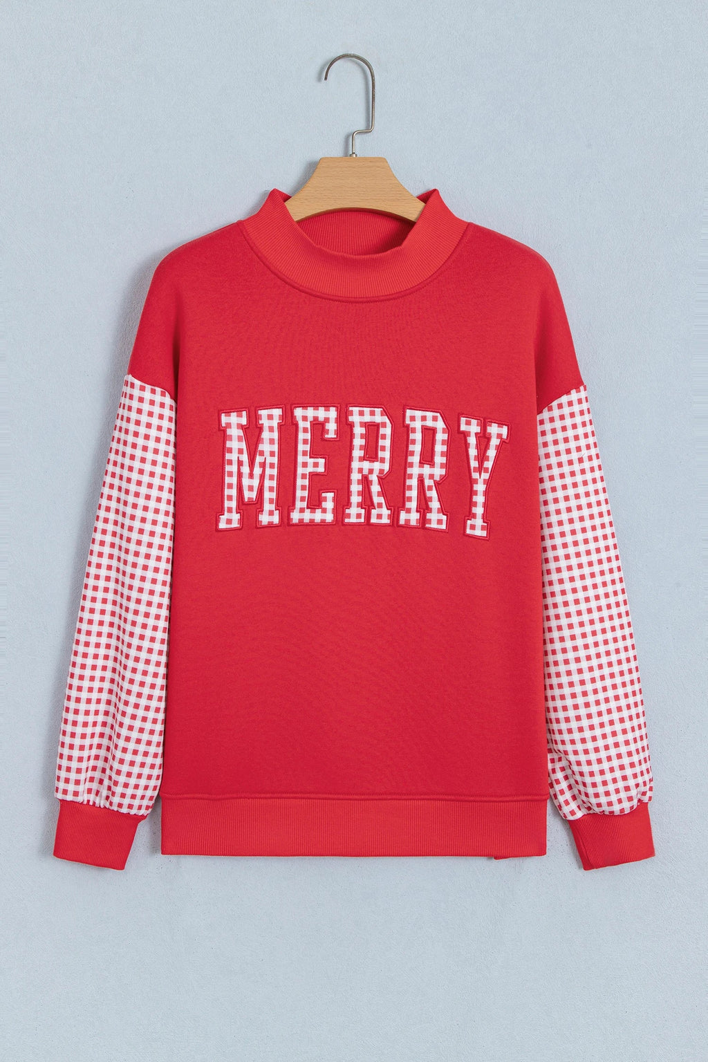 MERRY Gingham Patchwork Oversized Sweatshirt