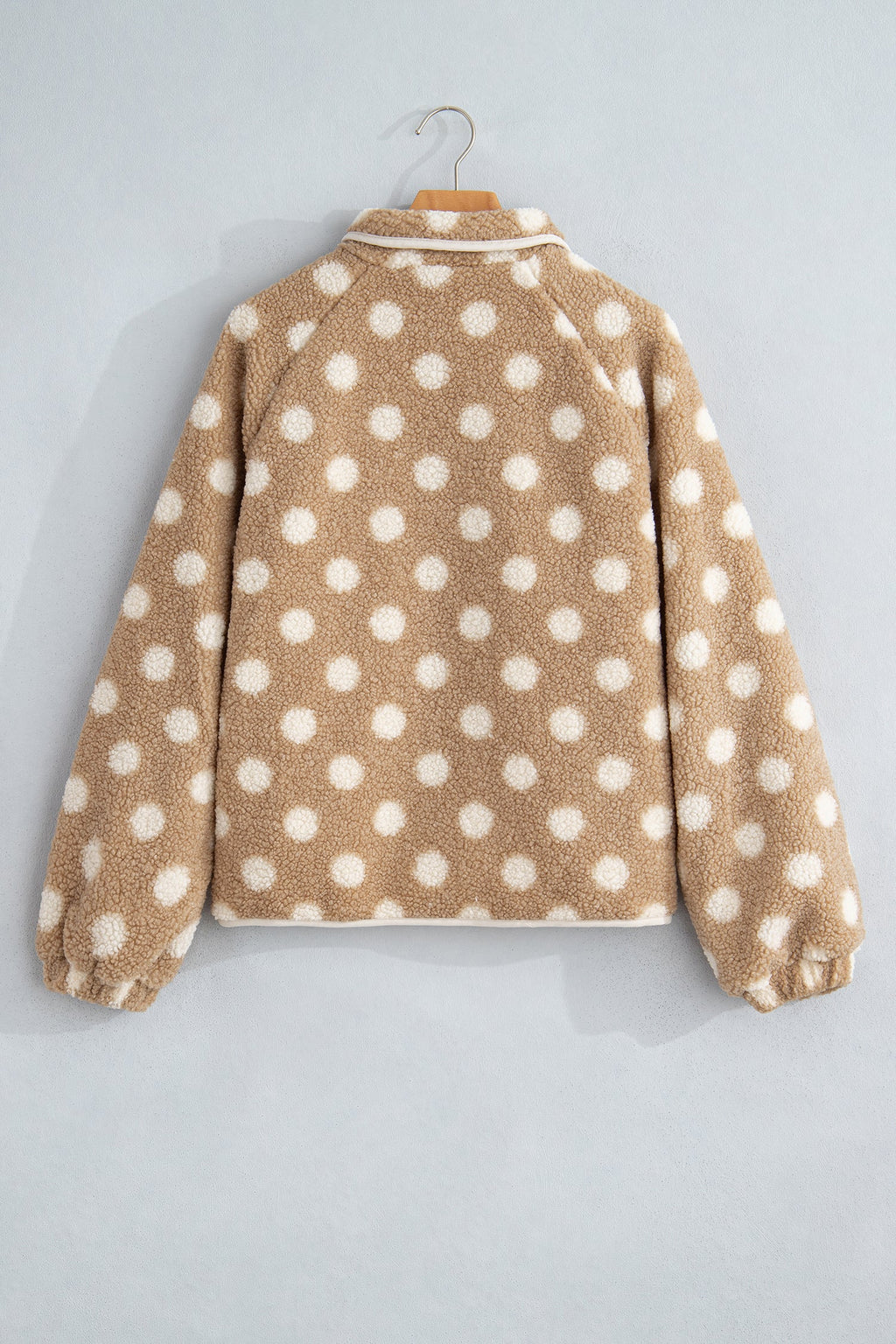 Polka Dot Fleece Zipped Pocket Button Up Jacket