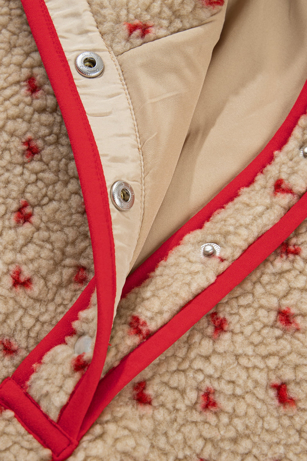Heart Fleece Colorblock Half Button Collared Sweatshirt