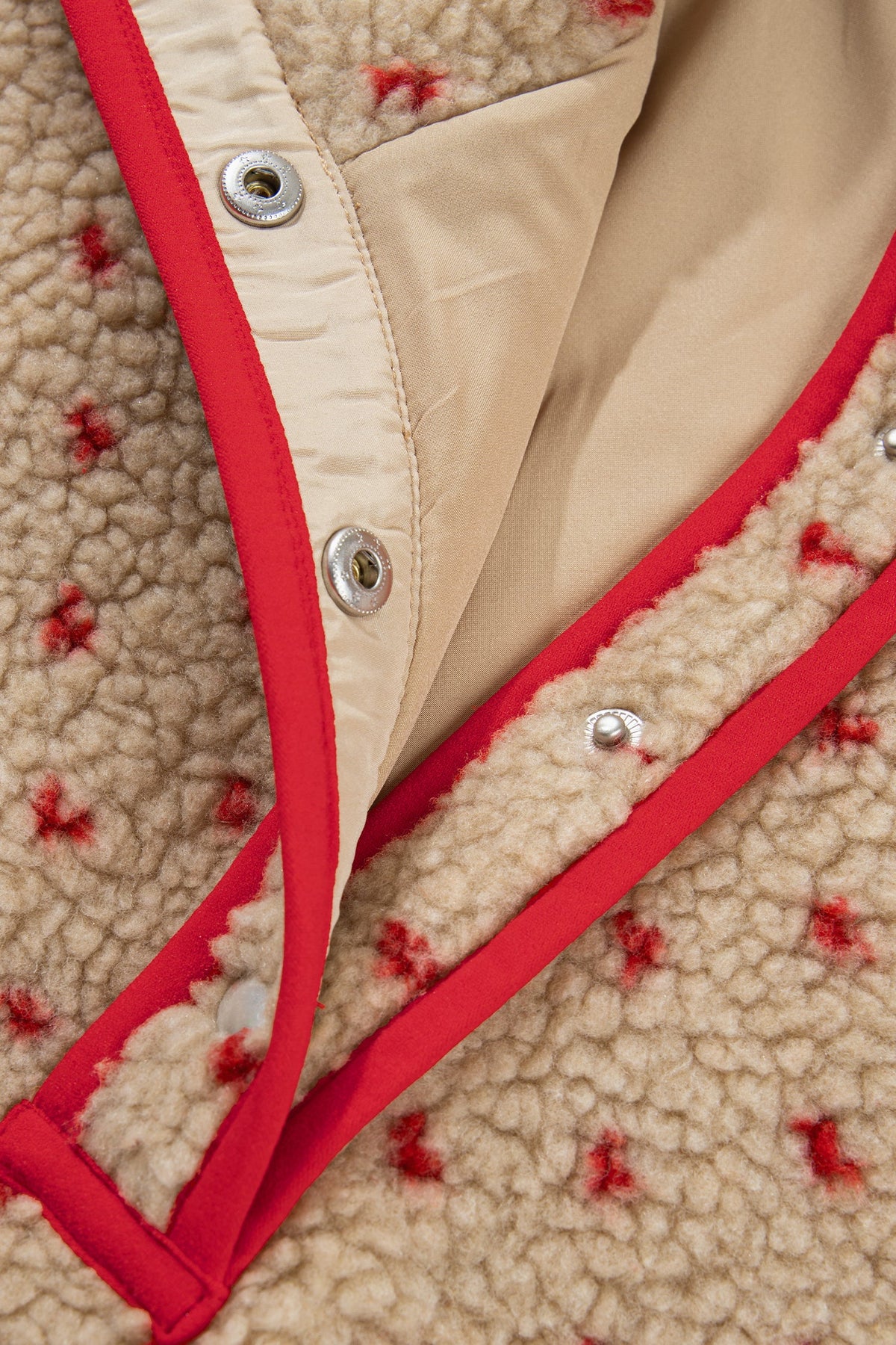 Heart Fleece Colorblock Half Button Collared Sweatshirt