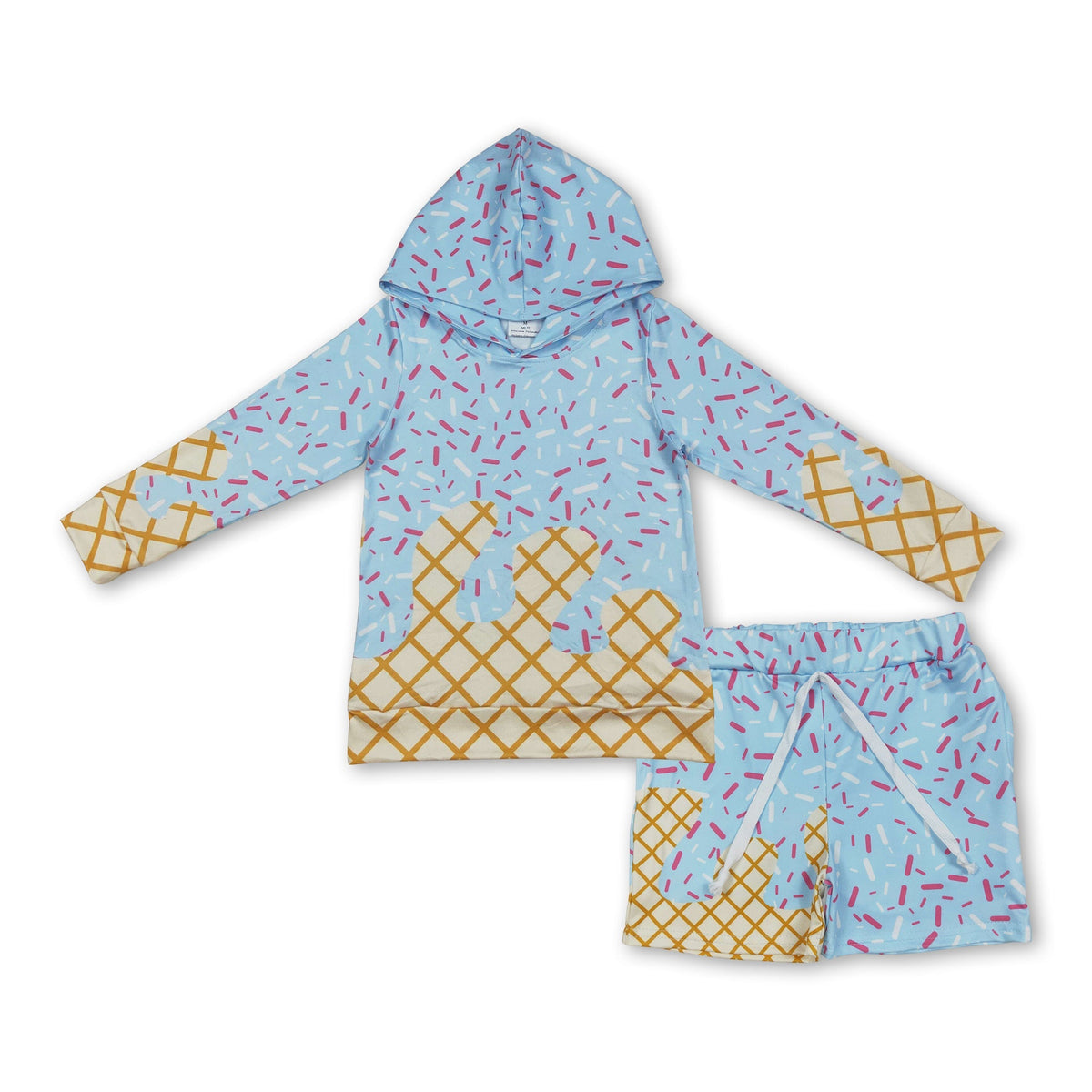 Light blue ice cream sprinkle hoodie shorts kids boys clothing