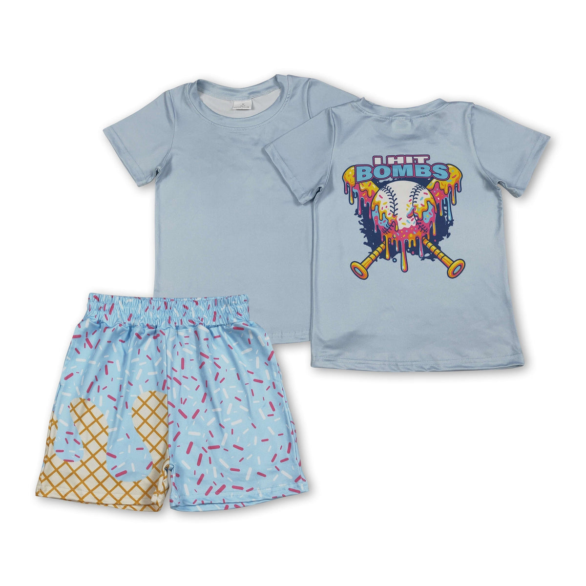 Baseball top ice cream sprinkle shorts boys clothes