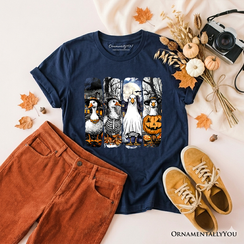 Kids Halloween Goose in Costume T-Shirt, Spooky Fall Geese Tee for Youth