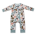 Dog duck camo long sleeves baby girl boy zipper romper