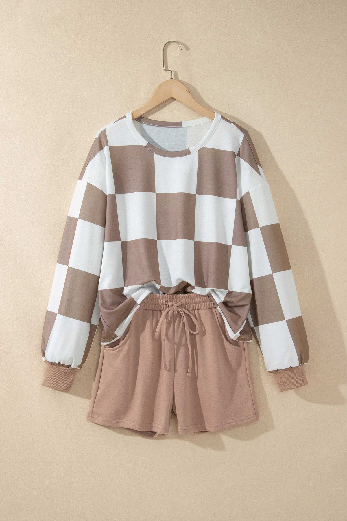 Checker Long Sleeve Top & Shorts Set