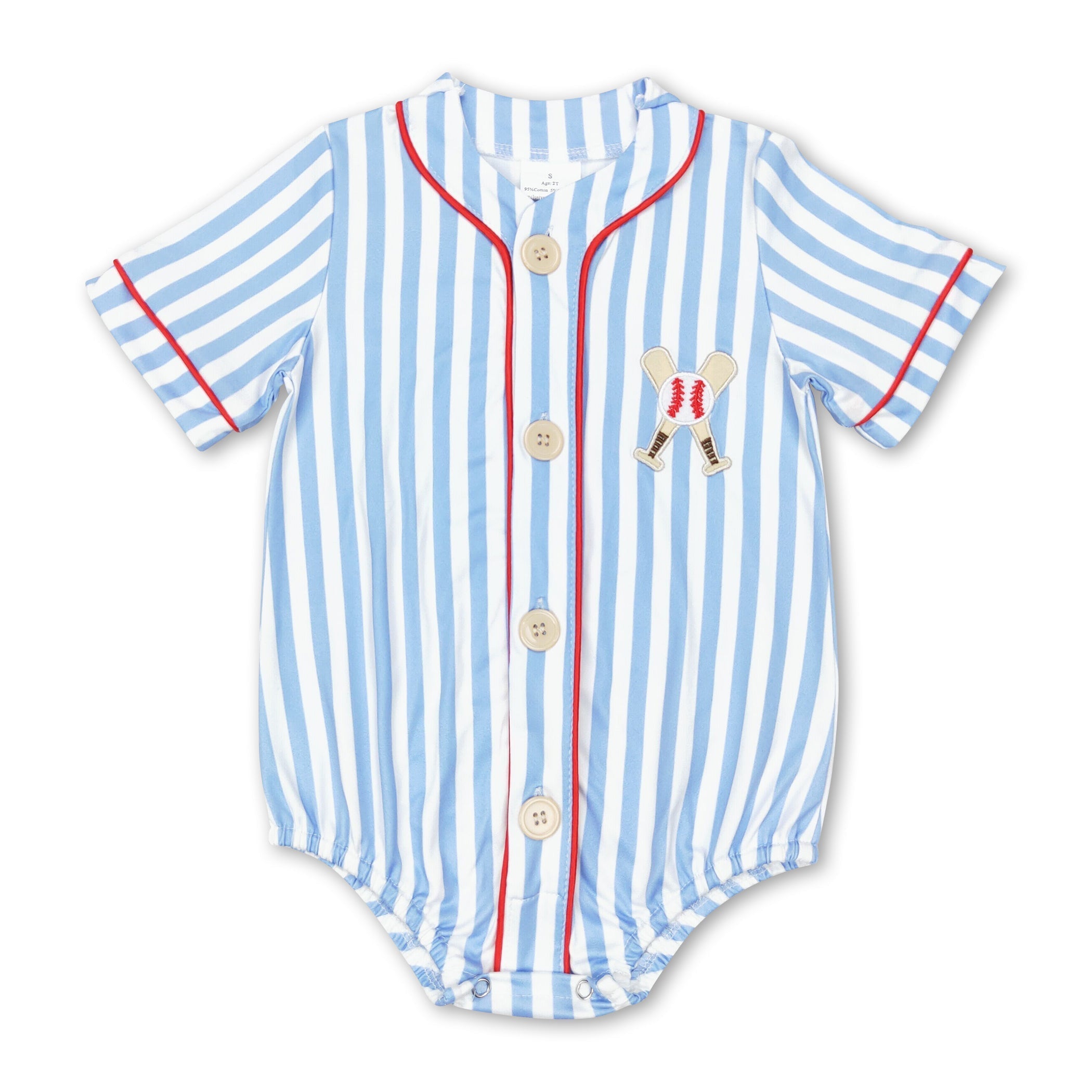 Short sleeves stripe baseball baby kids romper